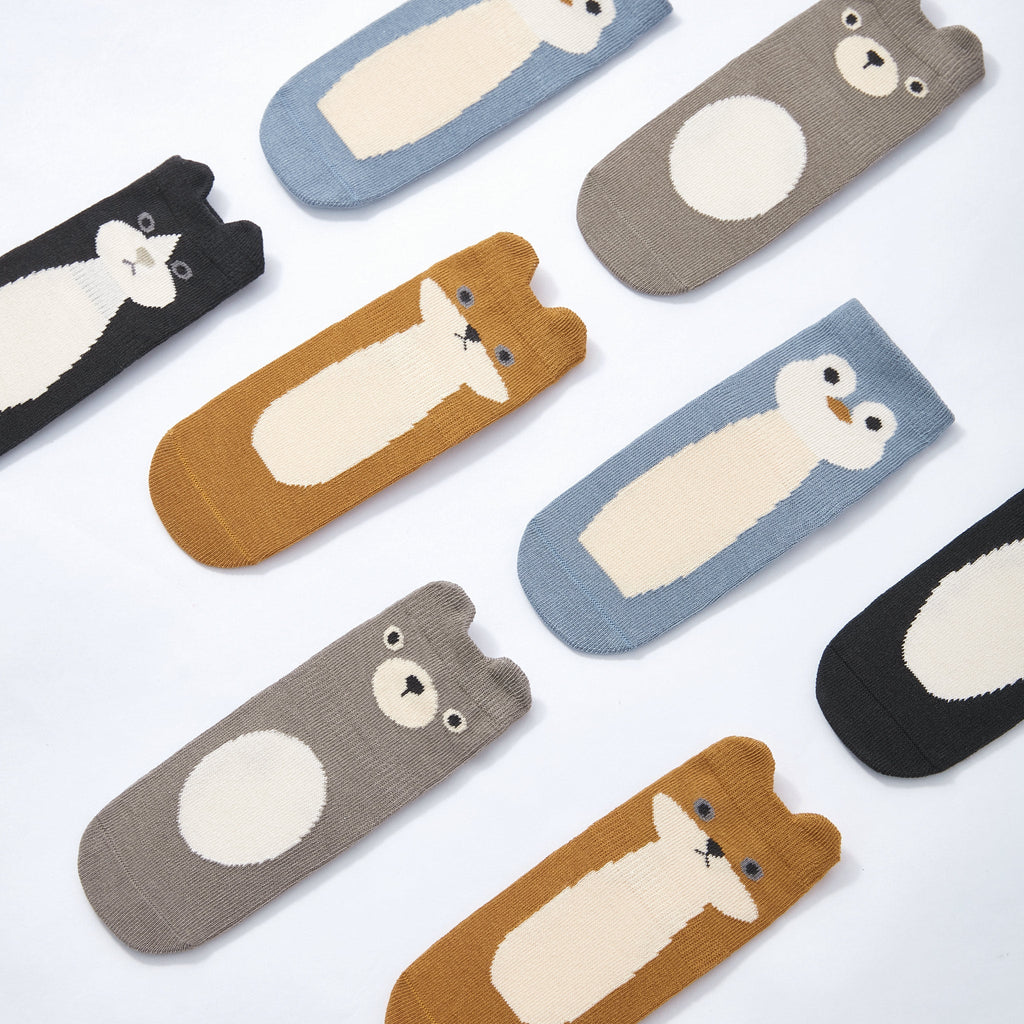 New- Critter Crew- Organic- 4 Pairs of Stay-On Baby & Toddler Non-Slip Socks